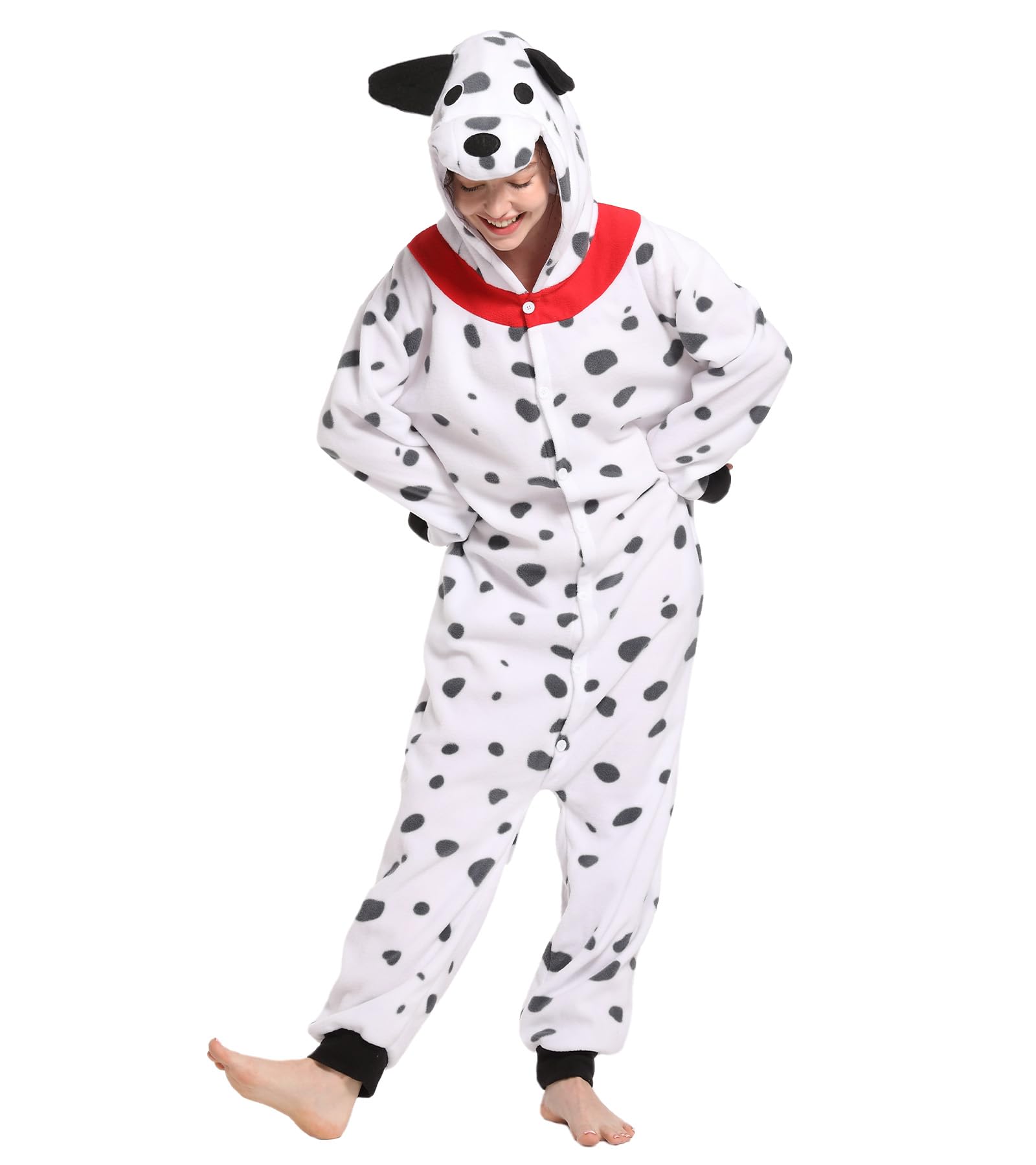 Dodheah Pigiama Unisex Dalmata Pigiama Adulto Halloween Animal Cosplay Costume Tuta di Natale