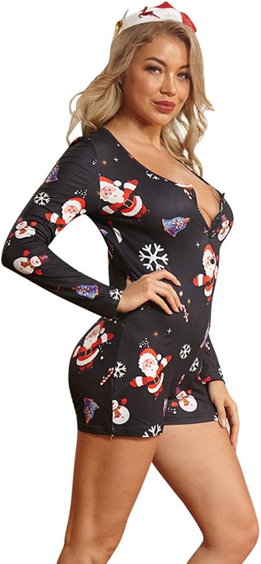 Weecreeture Sexy Deep V Neck Onesies Women, Short Sleeve Women Onesie Pajamas Shorts