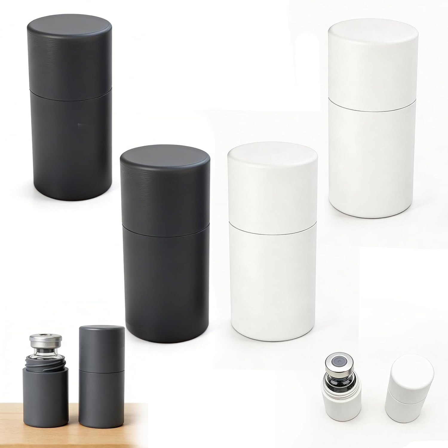 4-Pack 3ml Vial Protector Case with 4 Replacement Sealing Caps, Shatterproof Hard Shell Guard & LeakProof Lids for 3ml Small Bottles, Impact-Resistant Storage Holder for Travel, Purse & Pocket