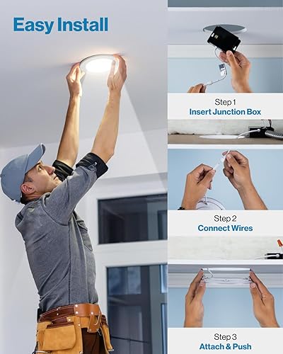 Miniatura 5 de Sunco Lighting Paquete de 12 luces LED empotrables 5CCT de 6 pulgadas, ultra delgadas, 1500 lm, alto brillo, 2700 K3000 K3500 K4000 K5000 K