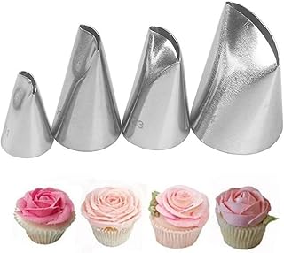 絞り口金 花型 4個セット キンポウゲ バラ 口金 セット ステンレス 花口金 デコレーション 飾り 製菓道具 お菓子作り 再利用可能 ケーキデコレーション キッチン用品