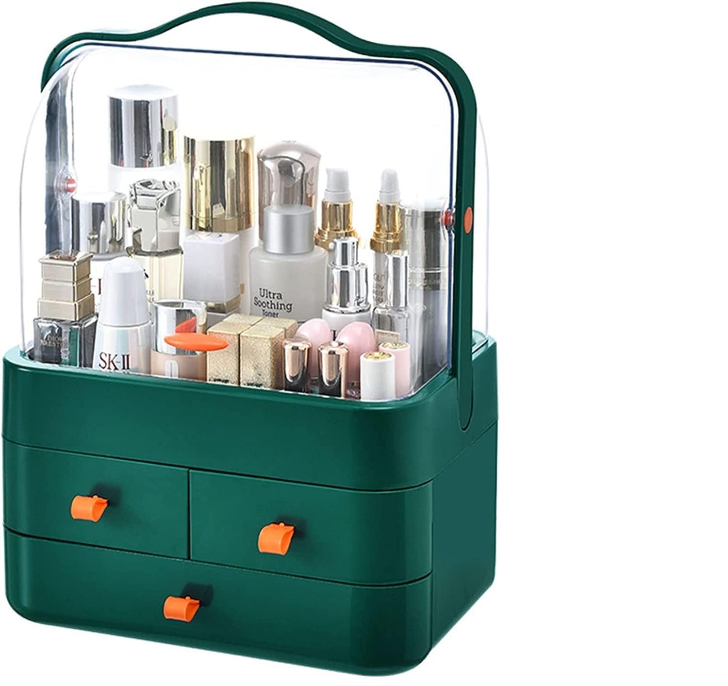 TONSYL Makeup Organizer, Waterproof Dust-proof Cosmetic Organizer Box with Lid Fully Open Display Boxes, Skincare Organizers Caddy Holder for Bathroom, Dresser, Counter-top Bedroom