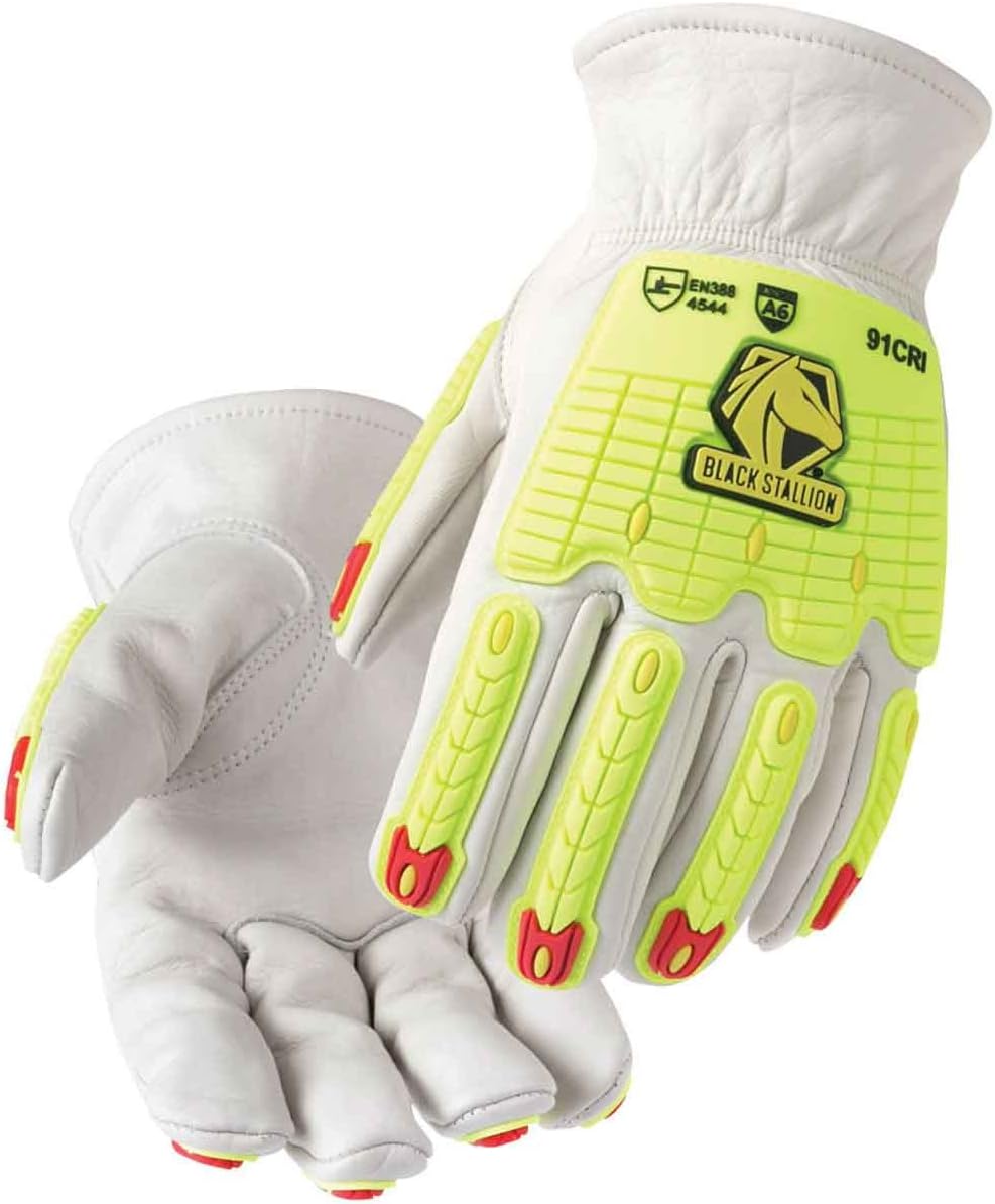 Black Stallion A6 Cut & Impact Cowhide Drivers Gloves Large