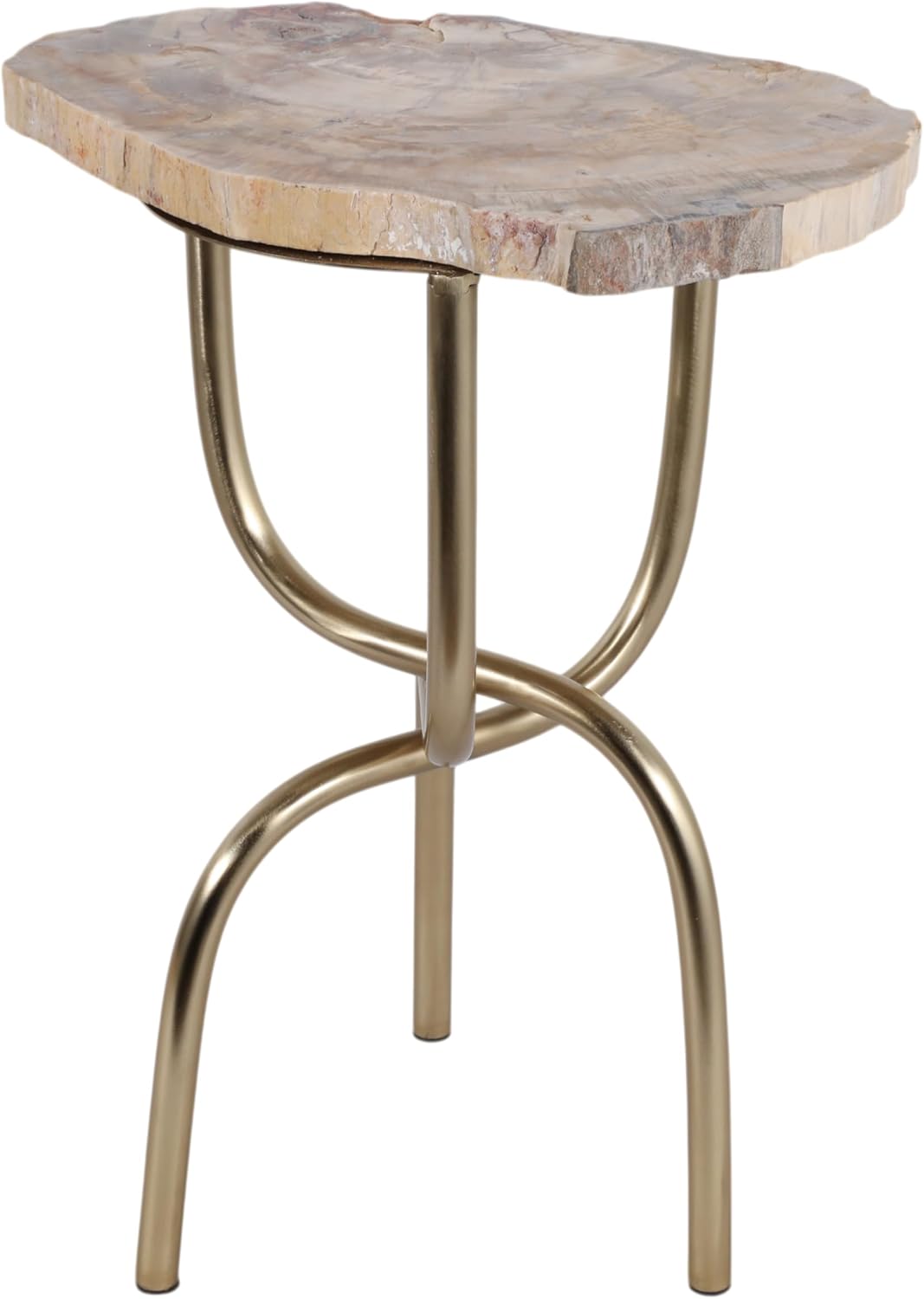 Home Decor End Table, Side Table, or Small Night Stand - Modern Round Wood Accent Table with Artistic Hammered Base - Rustic Table for Office, Living Room Spaces, or Bedroom Decor - 22" Tan & Black
