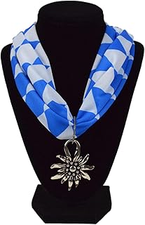 Essence of Europe Gifts Bavarian Pattern Scarf with Edelweiss Pendant