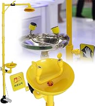 Eye Wash Station, Combination Emergency Shower System, Eye Wash Station Safety Shower with Pedal, 304 Stainless Steel, for Outdoor Factory Lab