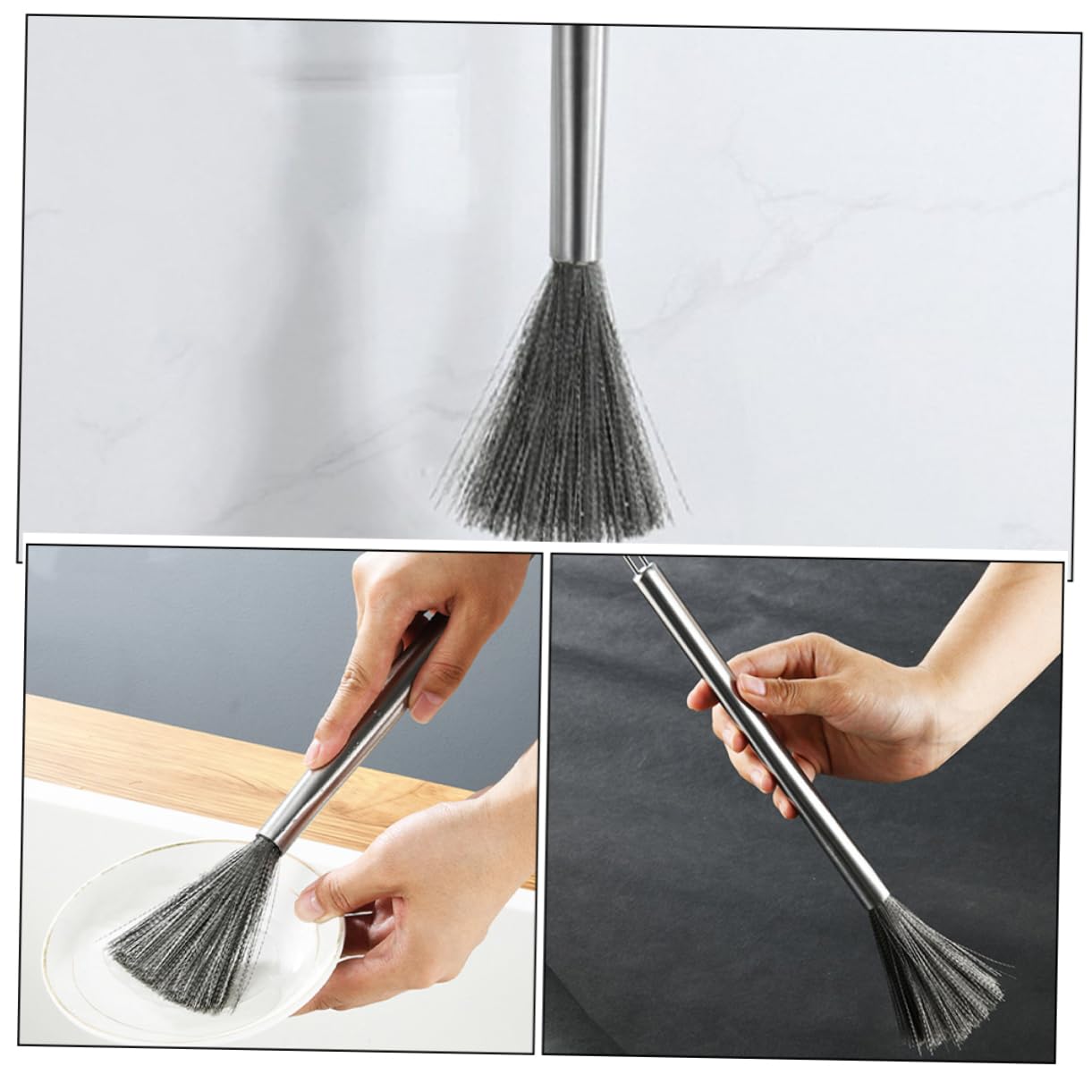 UPKOCH Cepillo De Limpieza Inoxidable Cepillo Flexible para Olla Y Utensilios De Cocina para Platos Y Sartenes No Superficies 3 Piezas X 4