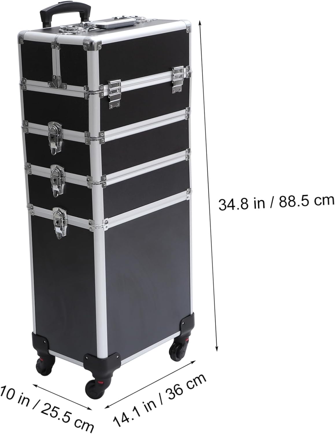 Ipetboom Rolling Makeup Train Case Trolley Cosmetic Box Rolling Train Suitcase Large Capacity Storage Tool Box Organized Beauty Case for Home Wedding Travel