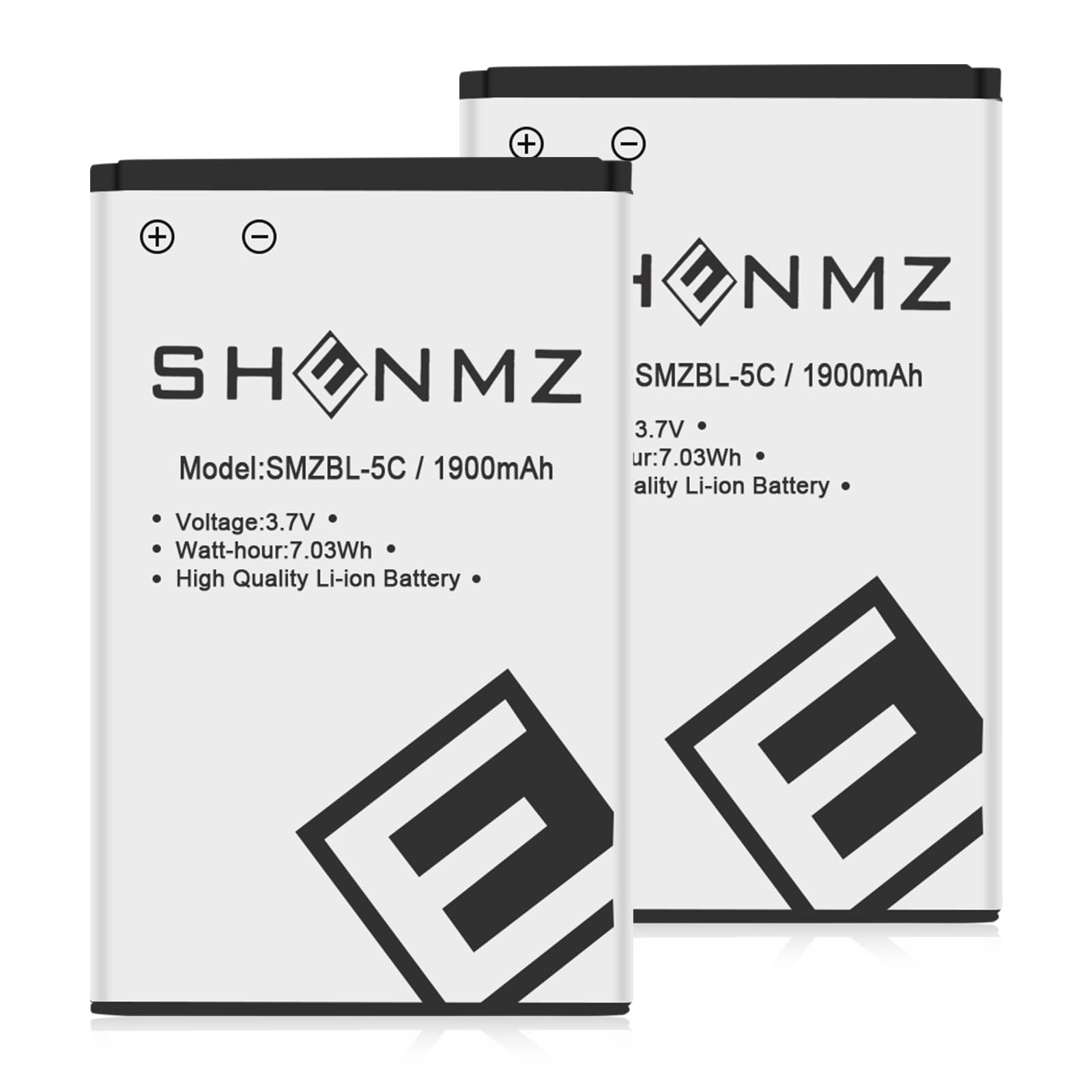 SHENMZ （2 Pieces） BL-5C Battery, Upgraded 3.7V 1900mAh Li-ion Replacement Battery for Nokia, Household Radio