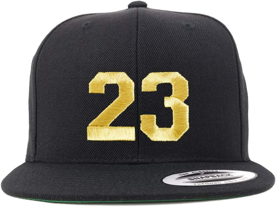 Number 23 Gold Thread Flat Bill Snapback Baseball Cap