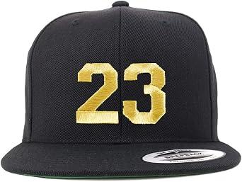 Trendy Apparel Shop Number 23 Gold Thread Flat Bill Snapback Baseball Cap