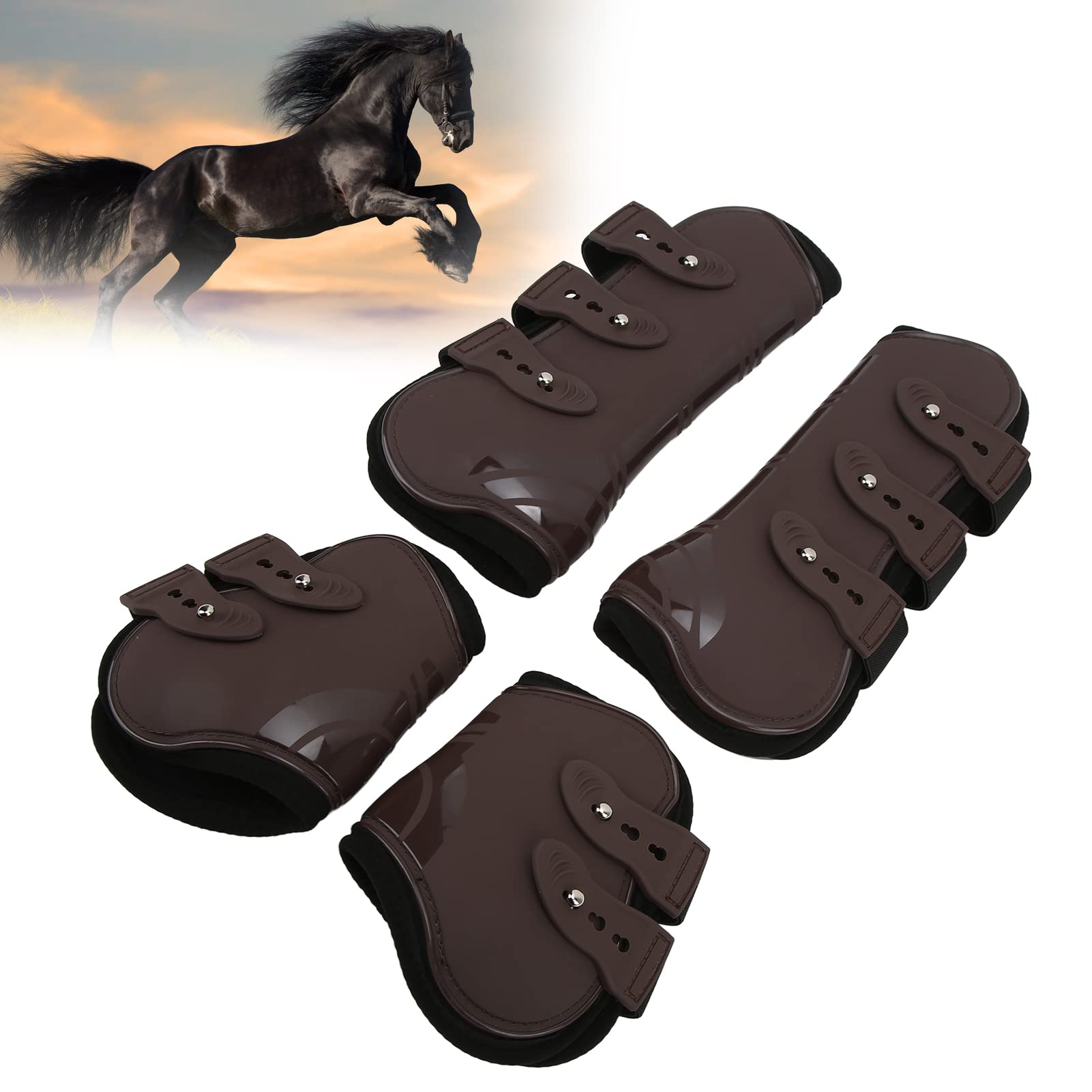 CHICIRIS Protège-Jambes de Cheval en Néoprène, Protection Doublée Douce pour Les Sports équestres, Bottes Avant et Arrière 4 Pièces