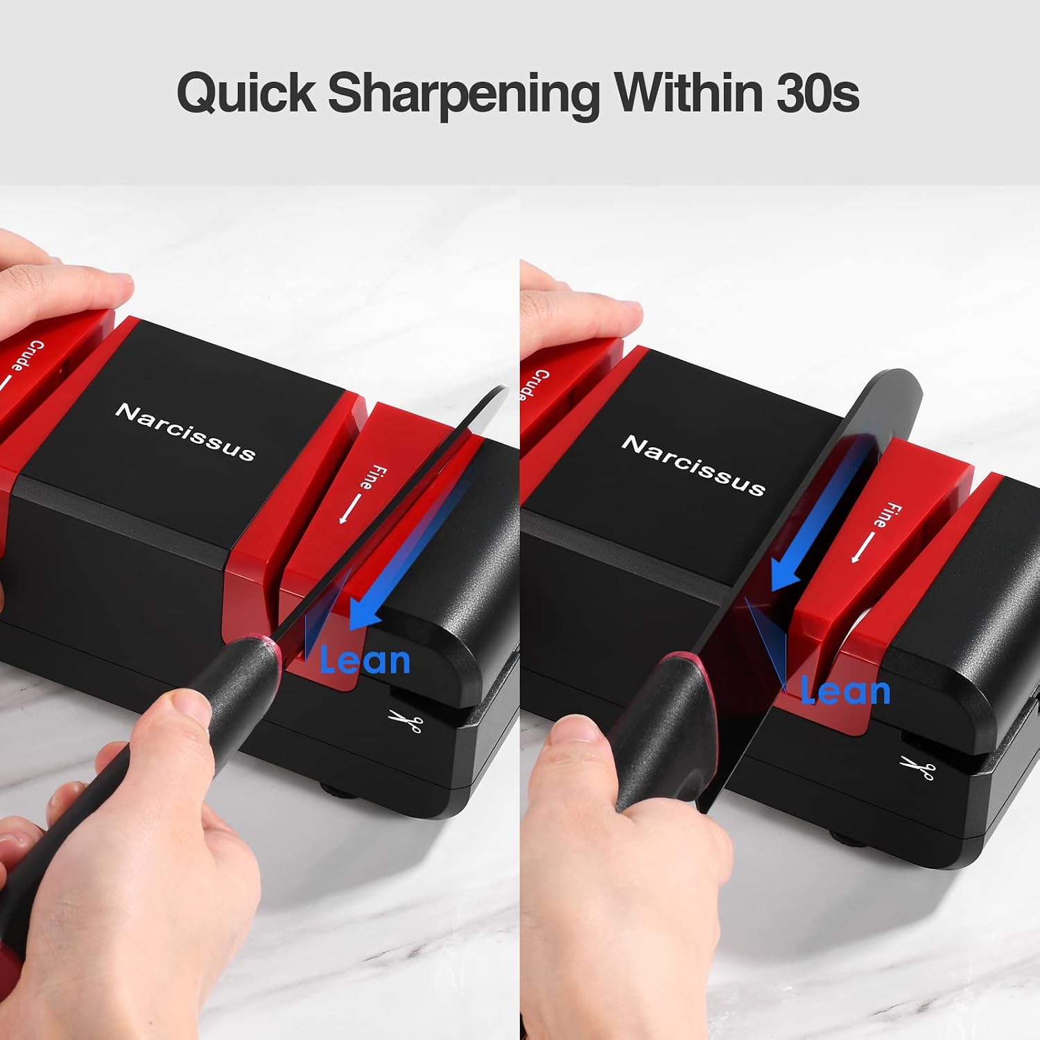 Narcissus Knife Sharpener, Professional Electric Knife Sharpener for Home, 2 Stages for Quick Sharpening & Polishing, Can Sharpen Scissors & Slotted Screwdriver, with Replaceable Wheels