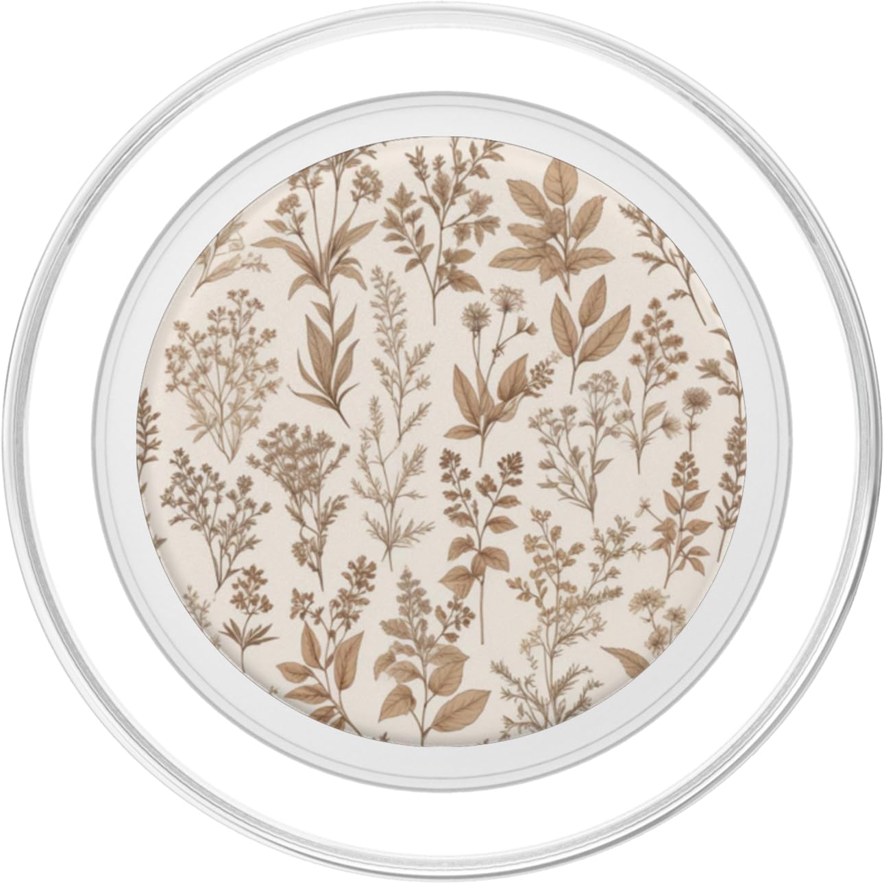 Vintage Herbs & Flowers – Brown & Beige Botanical Pattern PopSockets PopGrip for MagSafe