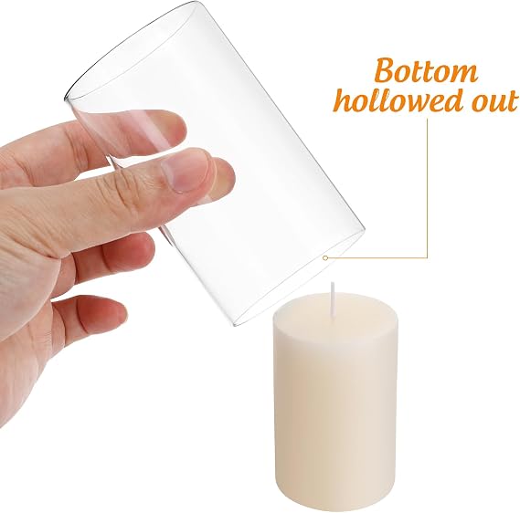HOMSFOU 3Pcs Open Ended Glass Hurricane Candleholder Tube Shade Kerosene Lamp Shade Replacement Cylinder Flame Candle Tube Cover Food Serving Container for Home 20X6X6CM