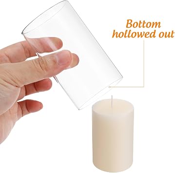 HOMSFOU 3Pcs Open Ended Glass Hurricane Candleholder Tube Shade Kerosene Lamp Shade Replacement Cylinder Flame Candle Tube Cover Food Serving Container for Home 20X6X6CM