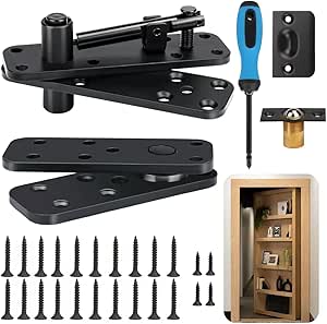 Hidden Door Hinge Pivot, 570lbs Heavy Duty Invisible Door Hardware for Secret Room & Concealed Bookcase, 360° Swing Door Hinge System