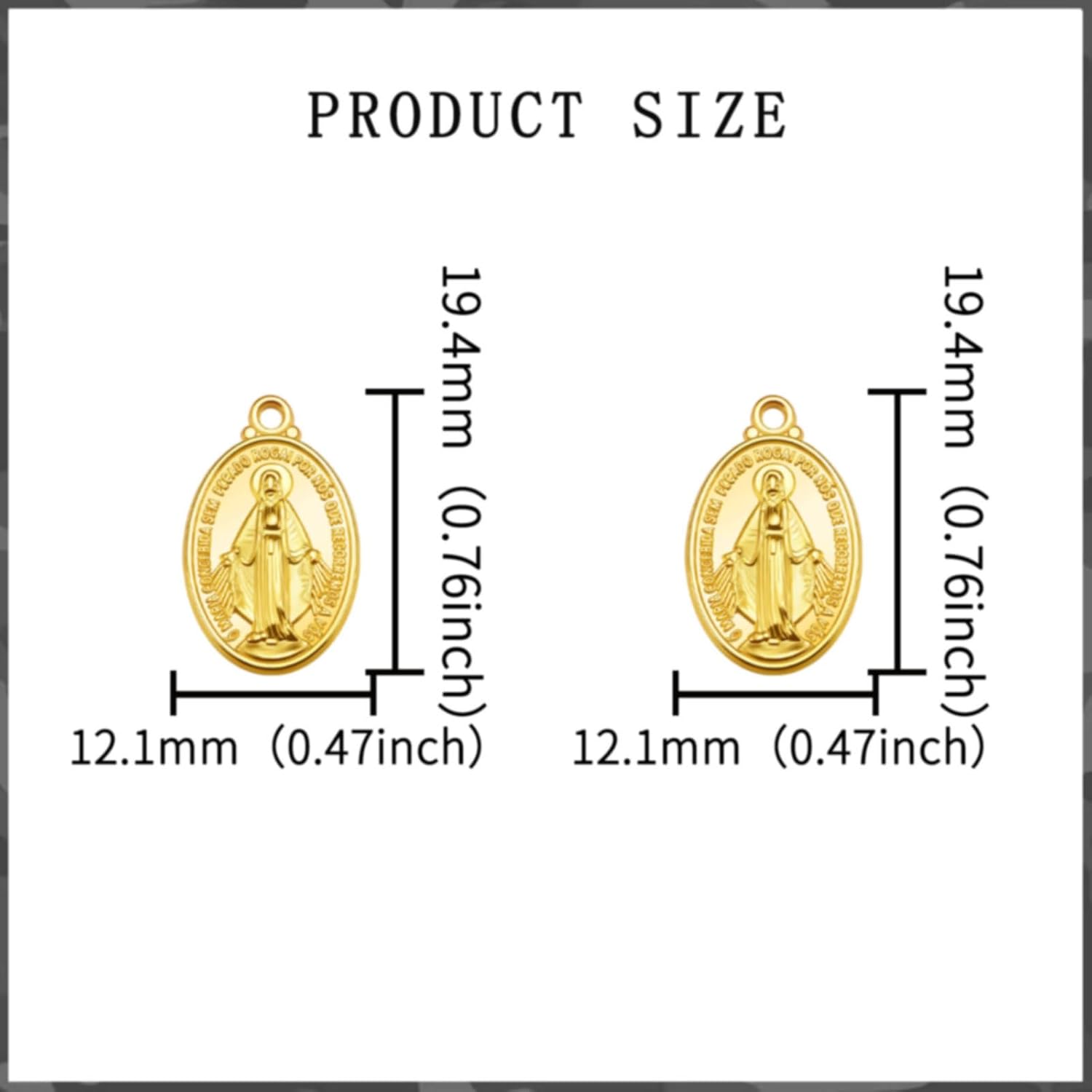 60Pcs Oval Medal Milagrosa de La Virgin Mary Charms Alloy Our Lad - Sacred Relief & Engraving