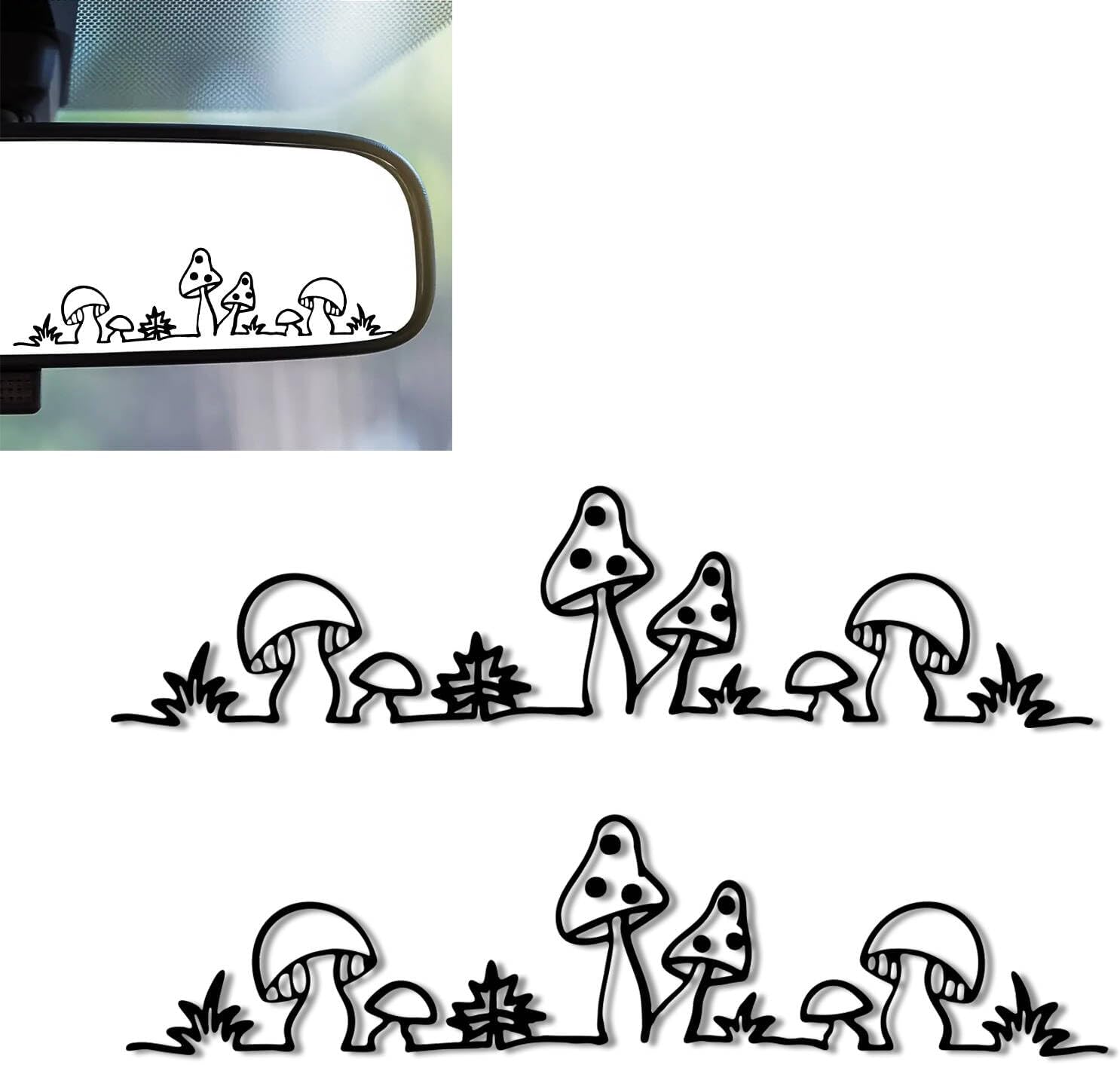 2PCS Mushroom Car Mirror Decal,Rearview Mirrors Sticker,Mushroom Car Accessories Vinyl Cute Cars Stickers and Decals Gifts for Women,Men,Kids,Teens,for Bathroom Decal,Computers