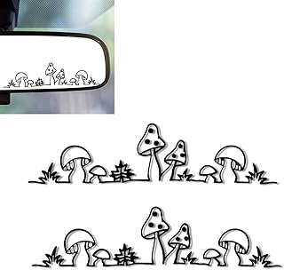 2PCS Mushroom Car Mirror Decal,Rearview Mirrors Sticker,Mushroom Car Accessories Vinyl Cute Cars Stickers and Decals Gifts for Women,Men,Kids,Teens,for Bathroom Decal,Computers