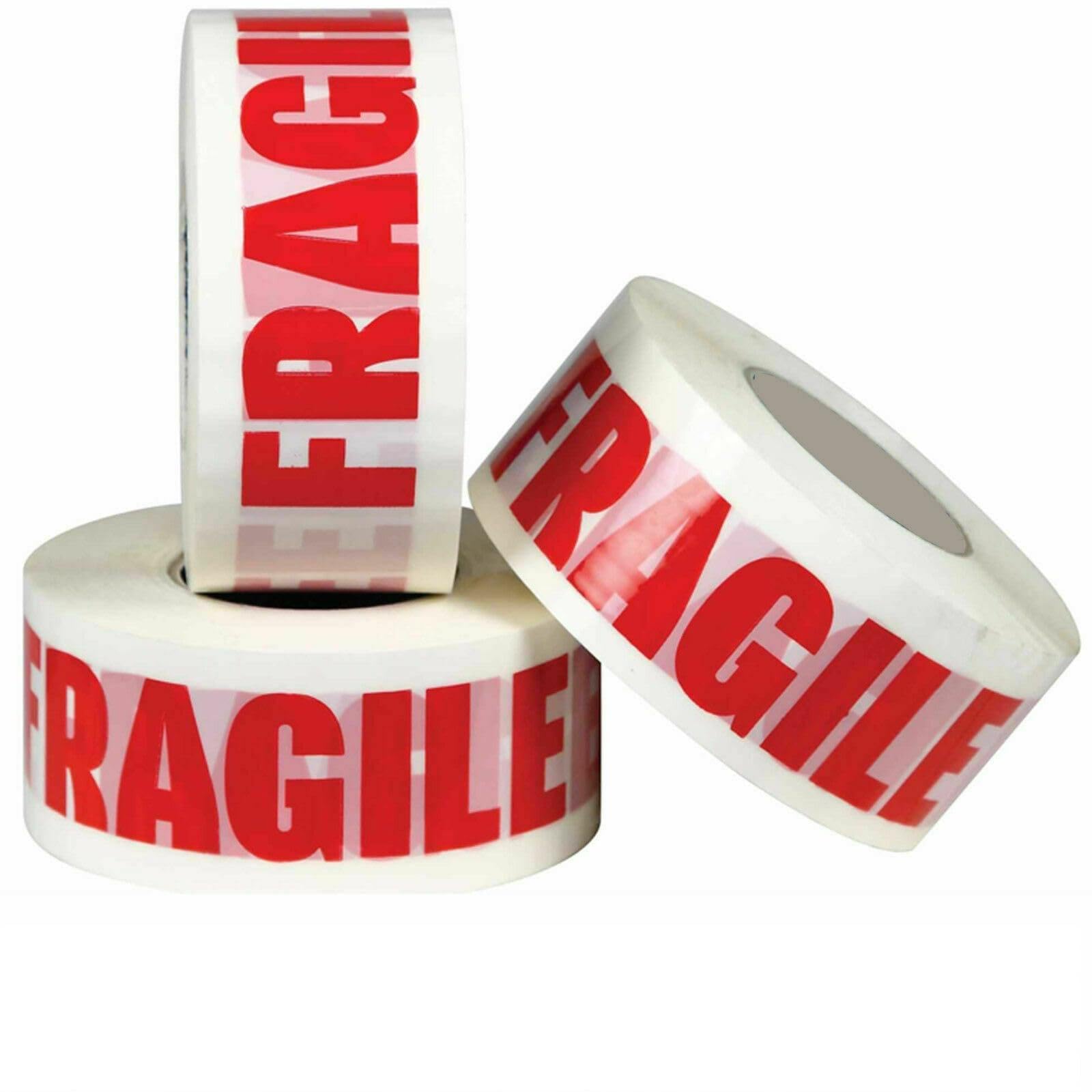 Kipax Fragile Packaging Tape 48mm x 66m | Printed FRAGILE Packing Tape Red & White | Heavy-Duty Strong Sticky Sellotape | Durable Cellotape for Boxes & Moving | Packing, Scotch & Clear Tape (72)