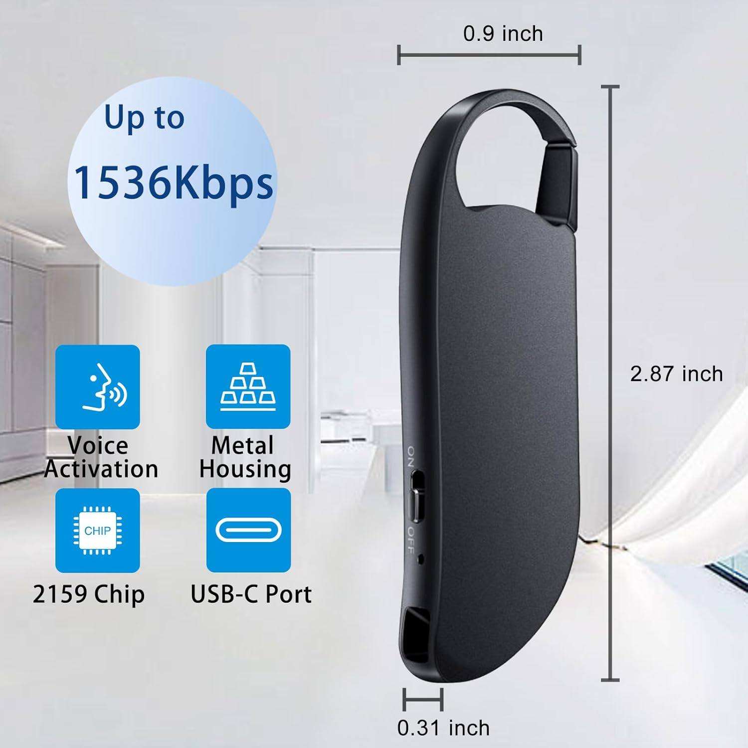 Dimensions i característiques de la gravadora de veu digital Vandlion