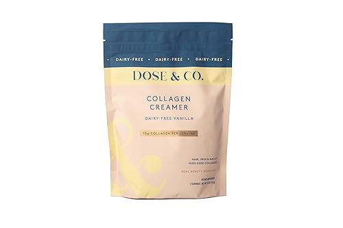Dose & Co - Crema de péptidos de colágeno sin lácteos, vainilla, polvo, apto para dieta cetogénica, péptidos de colágeno tipo I y III, leche de coco