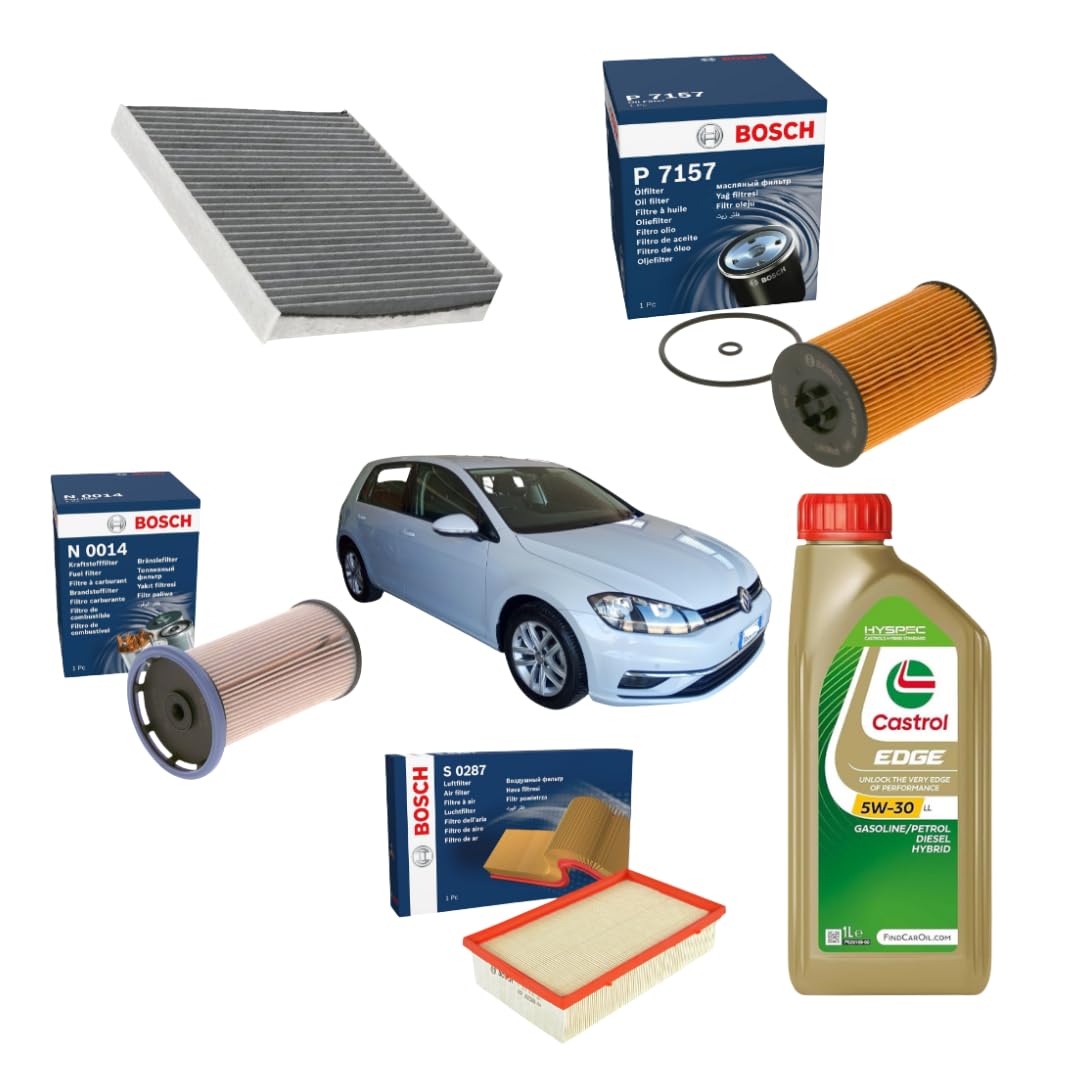 Kit Tagliando compatibile con Golf 7 VII 1.6 2.0 TDI E GTD + 6 LT Olio LL 5w30