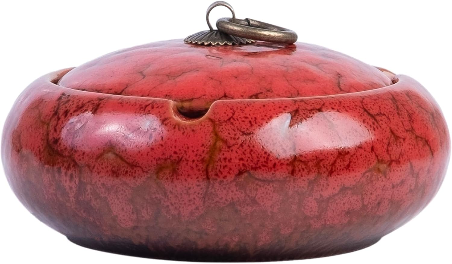 4.33" Ashtray, Ceramic Ash tray with Lids, Cigarette Ashtray, Smokeless Outdoor Indoor Ashtrays Decor for Patio Home Office Restaurant (Green)