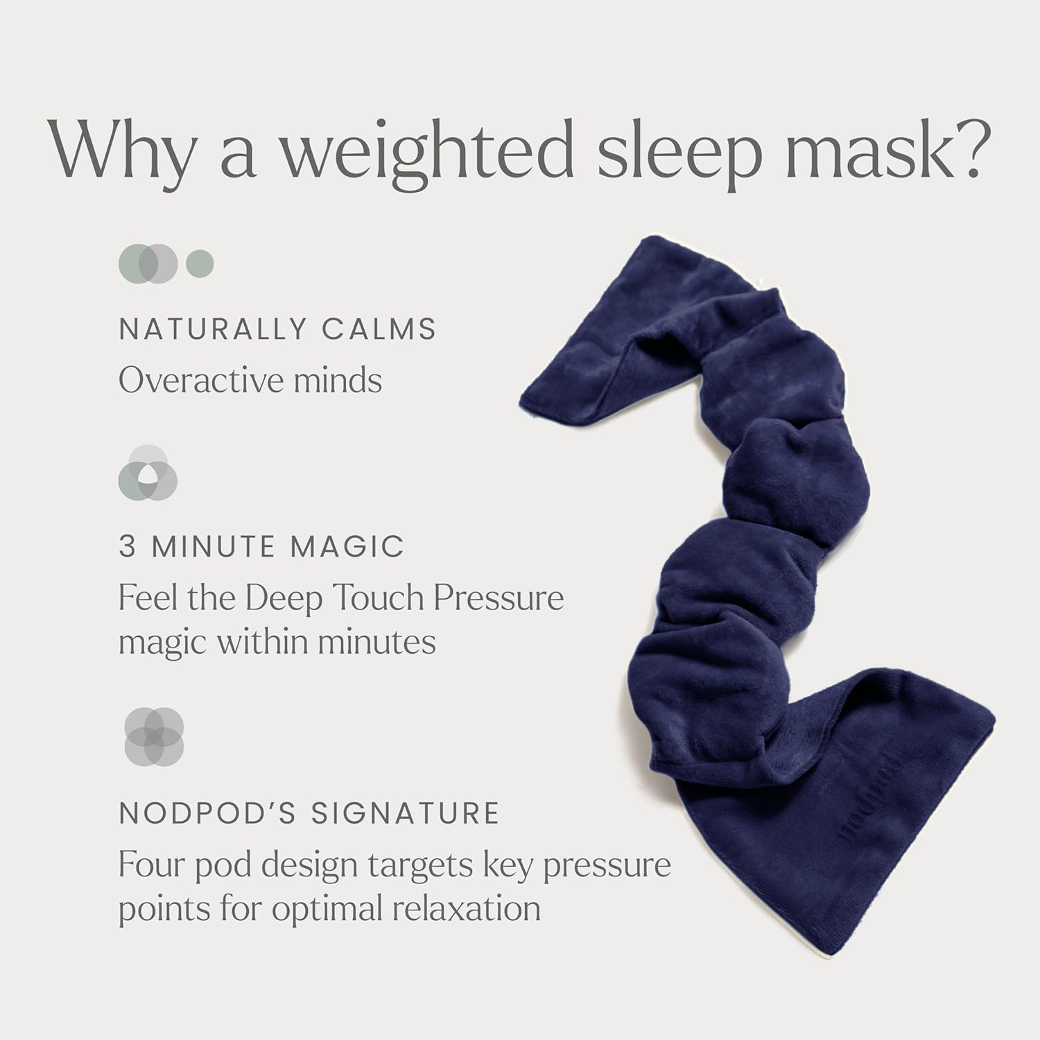 Nodpod Gentle Pressure Sleep Mask | Patented Light Blocking Design for Sleeping, Traveling & Relaxation - Midnight