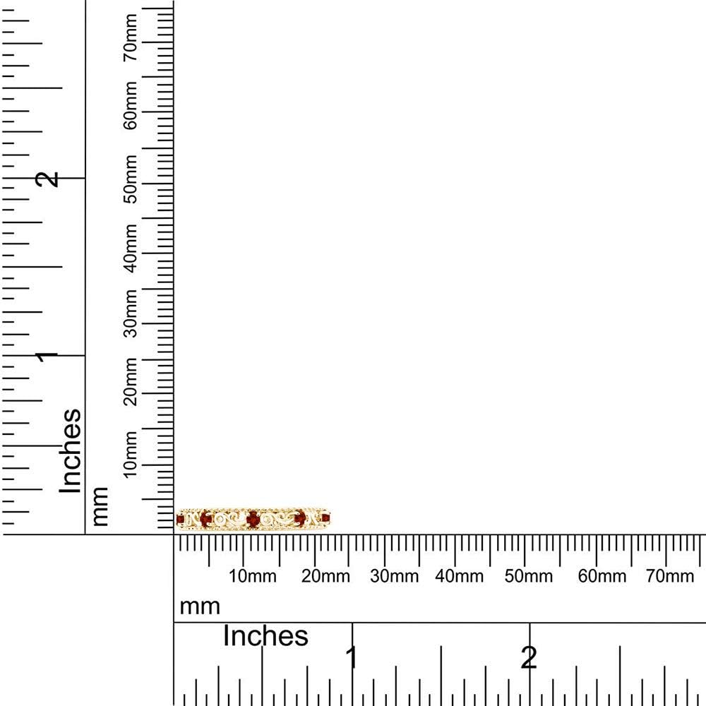 Jewel Zone US Filigree Eternity Wedding Band Ring for Women, Round Cut Simulated Gemstone Stackable Promise Ring in 14K Gold Plated 925 Sterling Silver Band Width 3.5mm – Elegant Jewelry Gift for Her