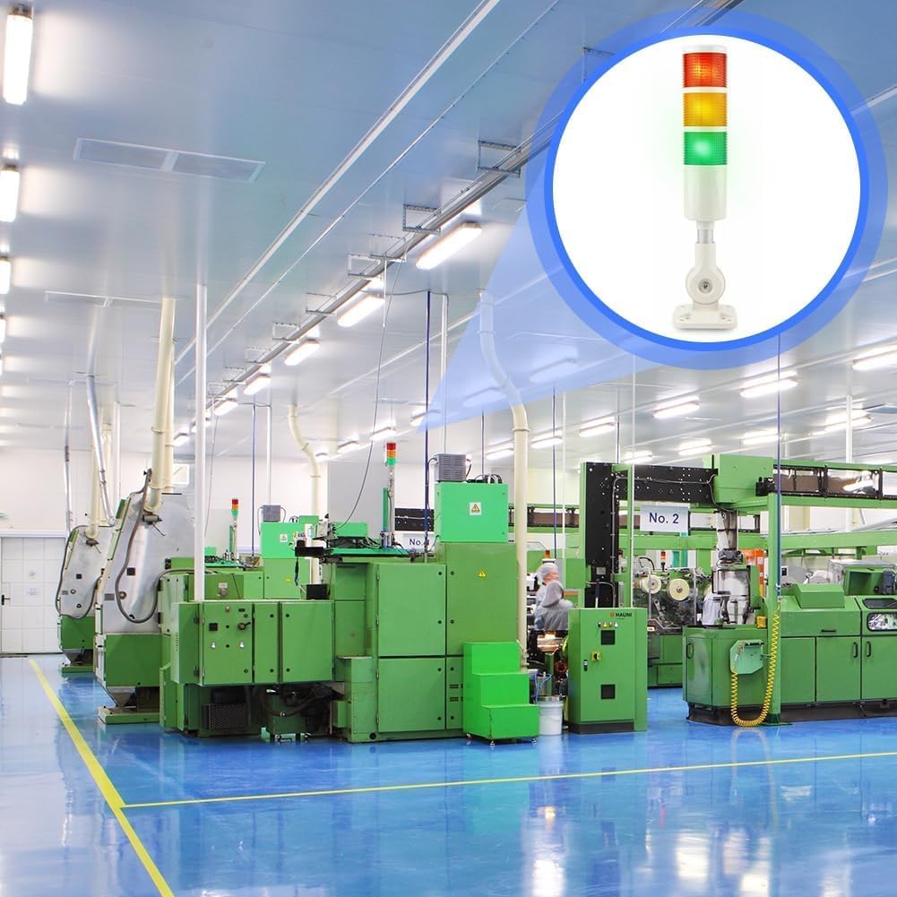 LED Signal Tower Stack Lights, 12-24V DC Industrial, Column Signal Light, Warning Light with Buzzer Alarm Rotatable Base Flashing Switchable Continuous/Flashing Indicators Lamp Beacon 3 Layer