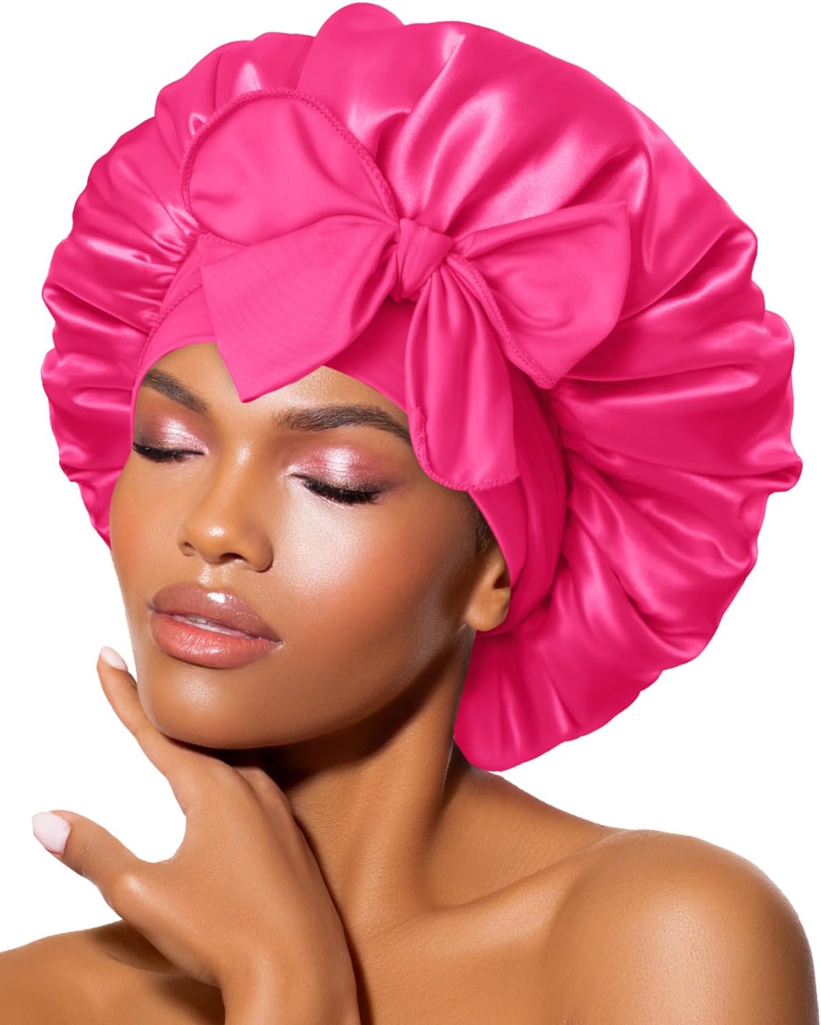 BONNET QUEEN Silk Bonnet for Sleeping Satin Sleep Cap for Men and Women Bonnet for Curly Straight Hair Silk Bonnet with Wide Elastic Band
