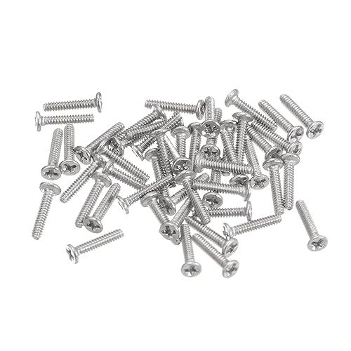 Miniatura 27 de Uxcell M3-0.5 x 4 mm 50 piezas Tornillos de cabeza plana redonda 304 Acero inoxidable Phillips Drive Tornillos de máquina Herramienta de sujeción