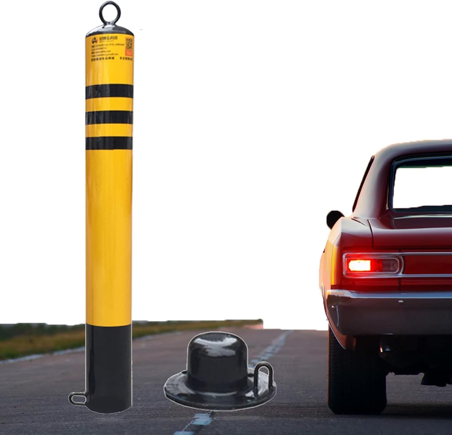 GHHVFEC Portable Security Post Ber for Driveways Removable 80cm Parking Bollard with Lock Entrance Safety Posts Traffic Control Ber for Enhanced Security