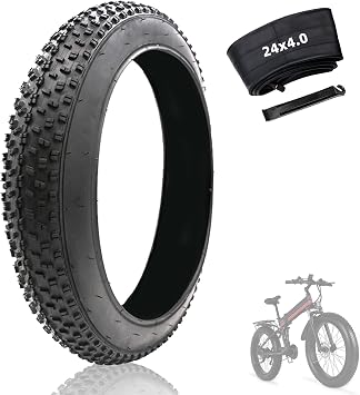 24x4.0 Inch Fat Tires for EbikeHeavy Duty Puncture Proof Replacement Tire Compatible Wide Mountain Snow Off Road Bike