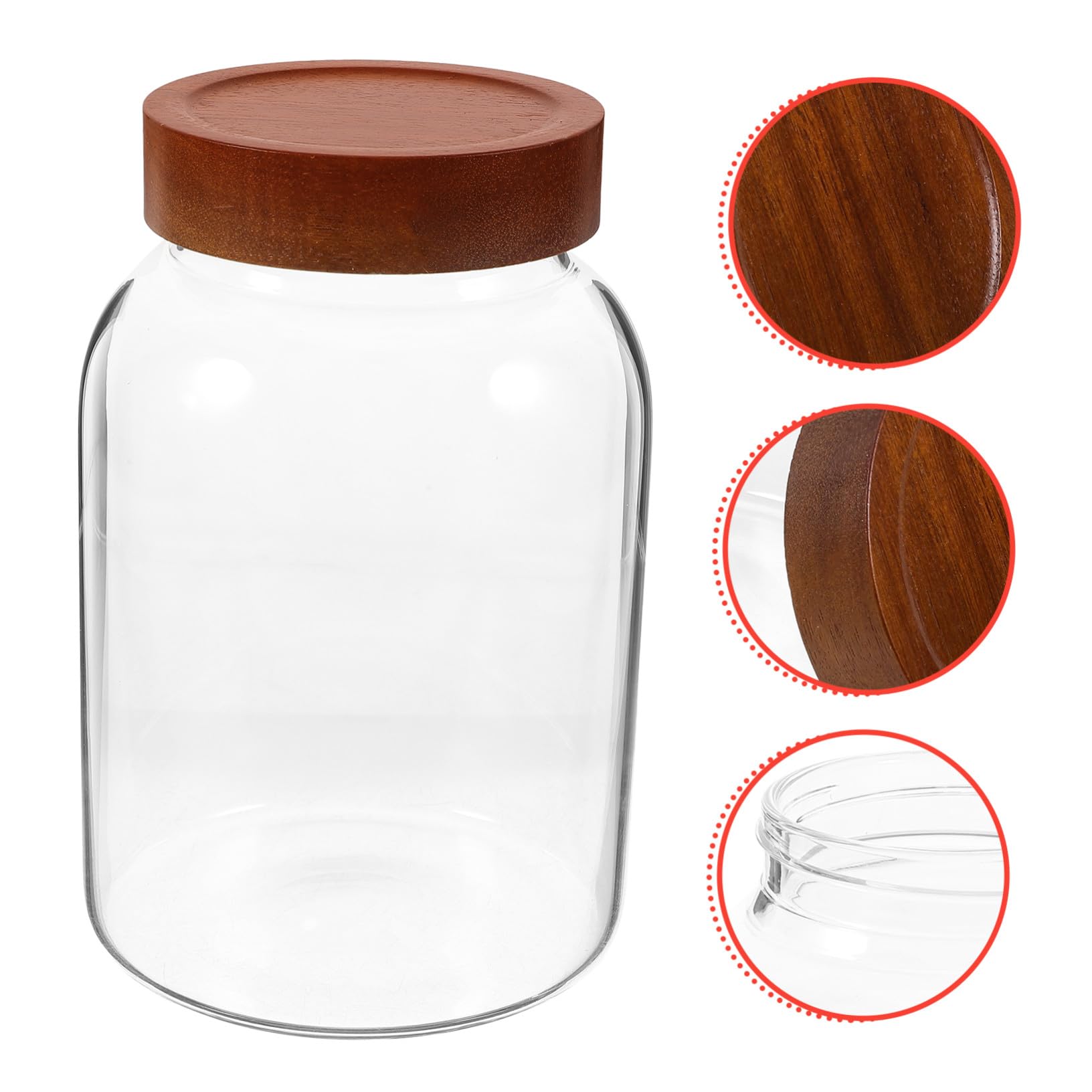 GALPADA Vorratsglas 2800ml aus Glas mit Holzdeckel für Trockenlebensmittel | Luftdichter Behälter, für Kaffee und Nüsse, Leicht zu Reinigen und Nachzufüllen
