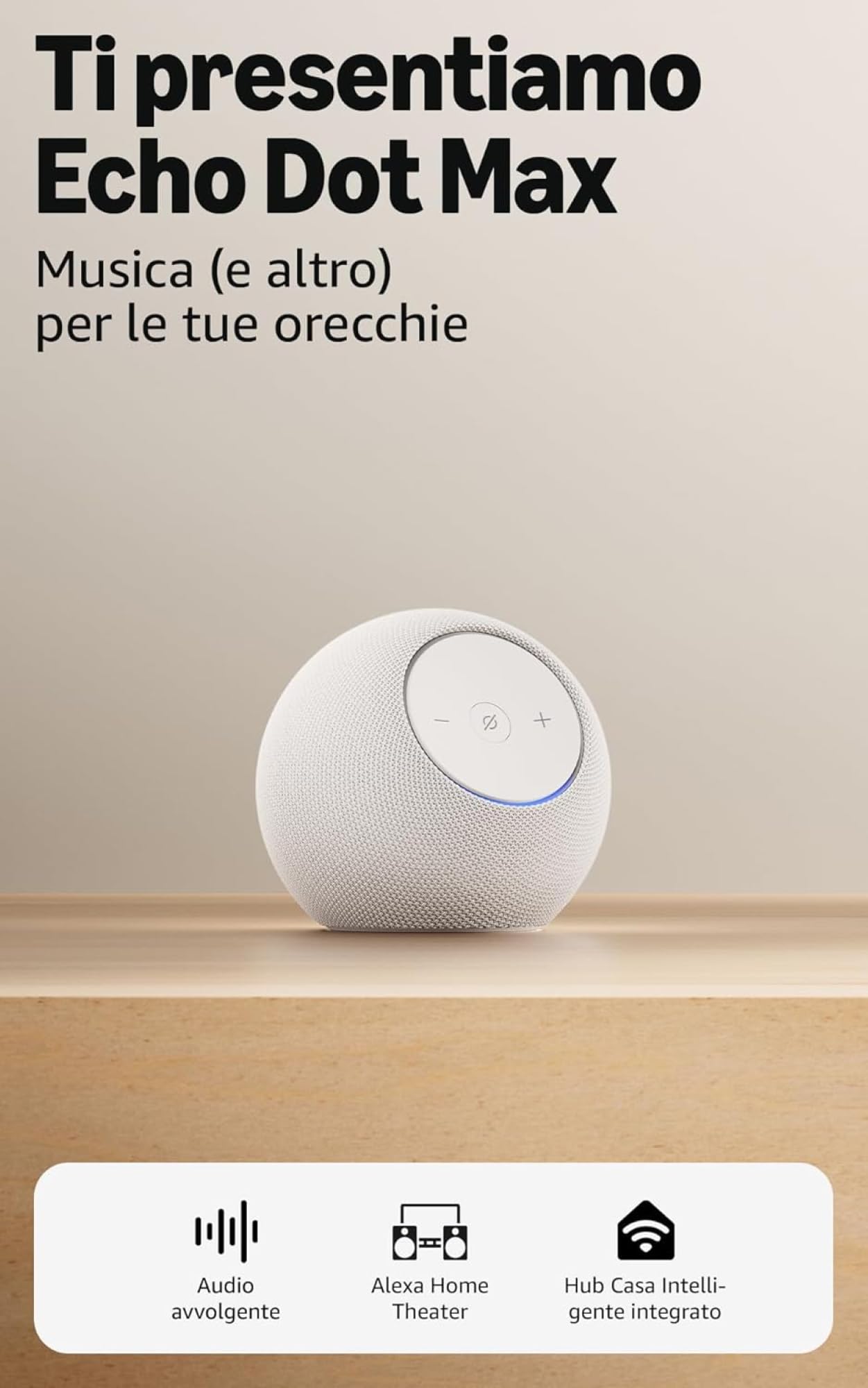 Amazon Echo Dot Max (ultimo modello) | Bianco ghiaccio + WiZ Presa intelligente, compatibile con Alexa - Kit di base per Casa Intelligente
