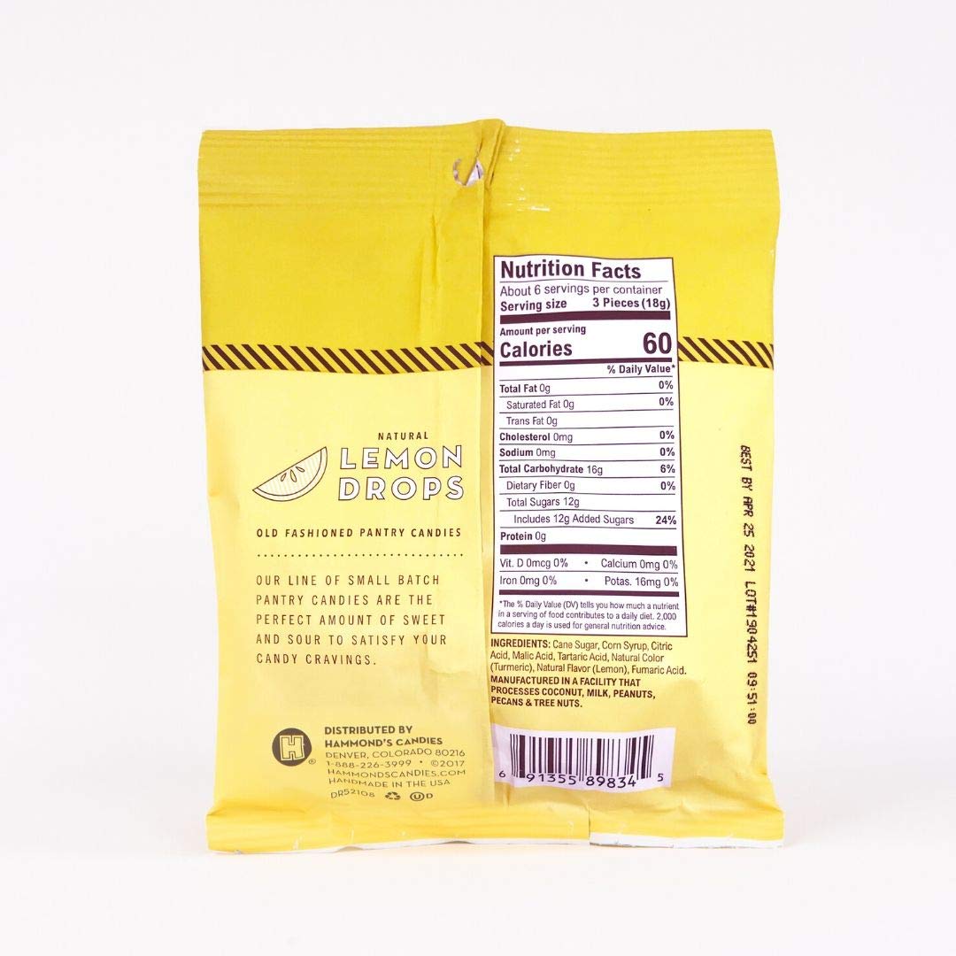 Hammond’s Candies - Old Fashioned Lemon Pantry Candies - 4-4 Ounce Bags, Natural Lemon Drops, Handmade in Small Batches, Using the Finest Ingredients, Handcrafted in the USA
