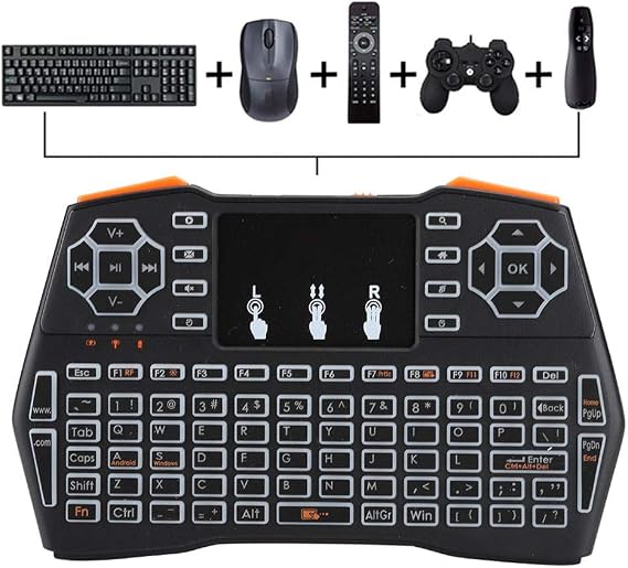 Wendry I8 Plus Air Mouse with Touchpad, 2.4GHz Mini LED Backlit Keyboard, Plug and Play