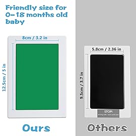 Zemiu Baby Handprint and Footprint XL Size Kit,4 Pcs Baby Handprint Ink Pads with Clean-Touch & 12 Imprint Cards Safe for Baby, Family Keepsake, Pet Paw-Green & Red