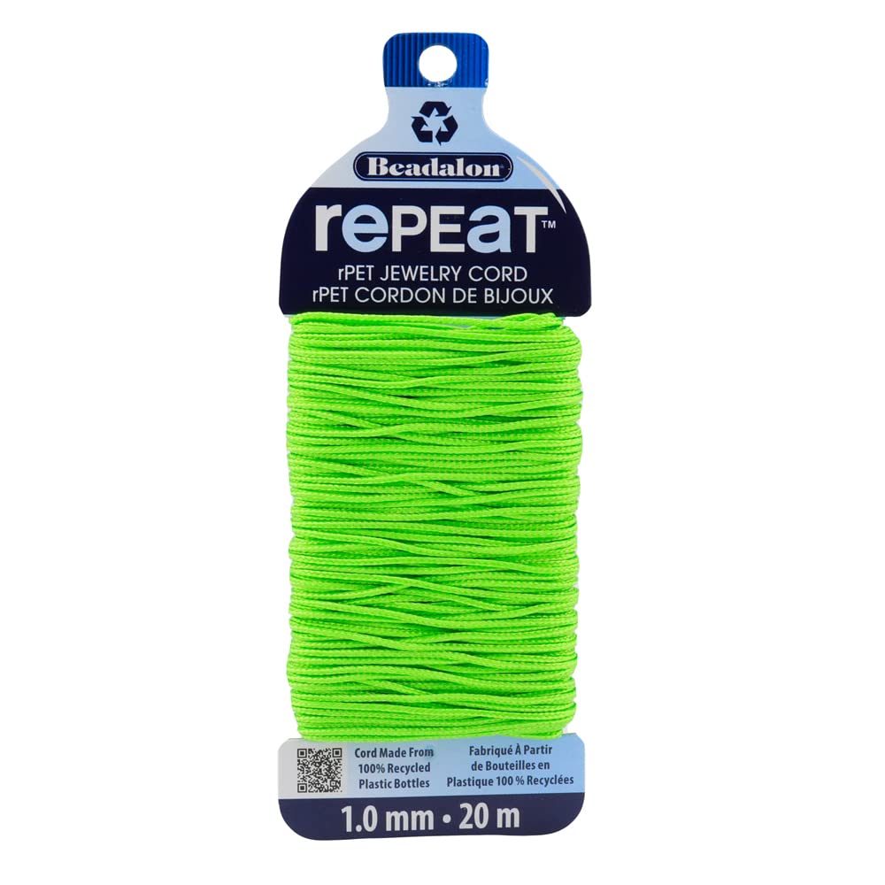 Cordon pour bracelet bijoux 100% plastique recyclé vert anis 1mm Beadalon Repeat DIY écoresponsable