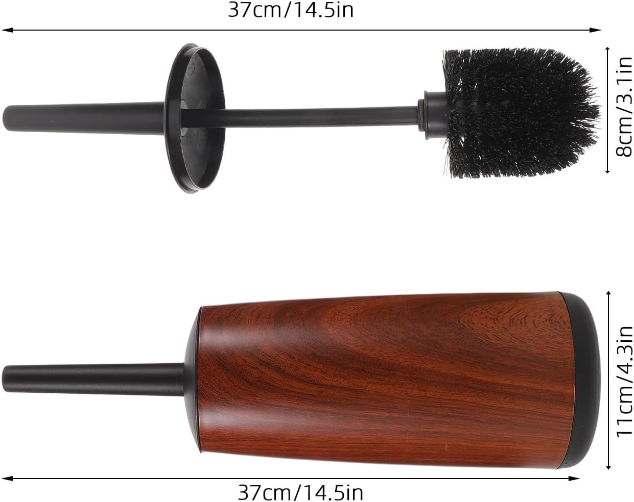 Toilet Bowl Cleaner Brush with Long Handle and Drip-Proof Holder, Plastic Material with Elegant Wood Grain Design, Easy to Maintain Bathroom Cleaning Tool for Deep Scrubbing image 2