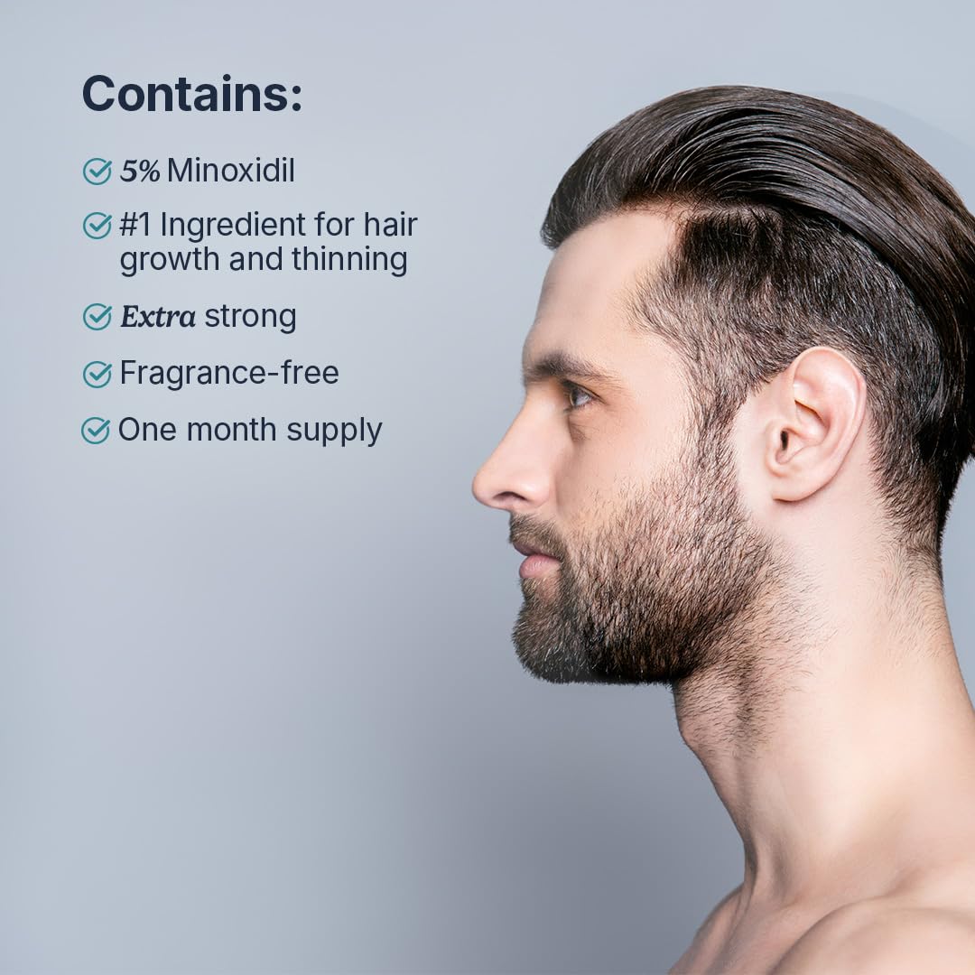 Santo Remedio Men’s Hair Regrowth Treatment, Helps Stimulate Hair Growth and Reduce Hair Loss, Contains 5% Minoxidil, Clinically Proven Ingredient, Fragrance Free (1-Month Supply)