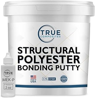 Structural Polyester Bonding Putty - Marine Grade, Fiber Reinforced Filler, Smooth Spreading & Sag Resistant - Ideal for Boat & Automotive Repair on Fiberglass, Wood - Gallon Kit