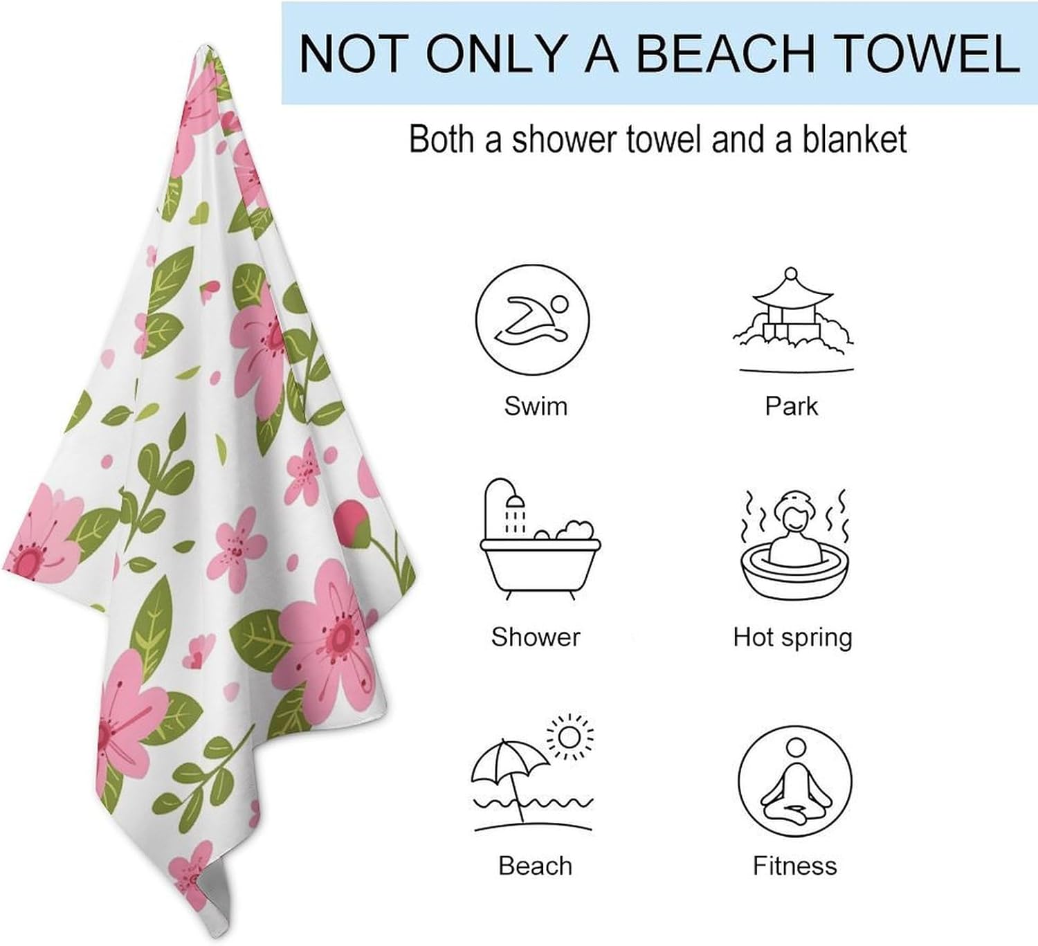 Swimming Towel, Flat Design Style Printed Fashion Towel,Portable Towel,Durable Towel