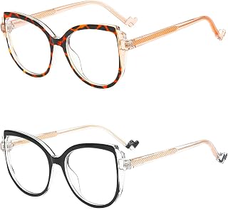 2PCS Blue Light Glasses for Women Men Fashion Square Anti Eyestrain & UV Eyewear (2pcs C1&C6, 1.75, multiplier_x)