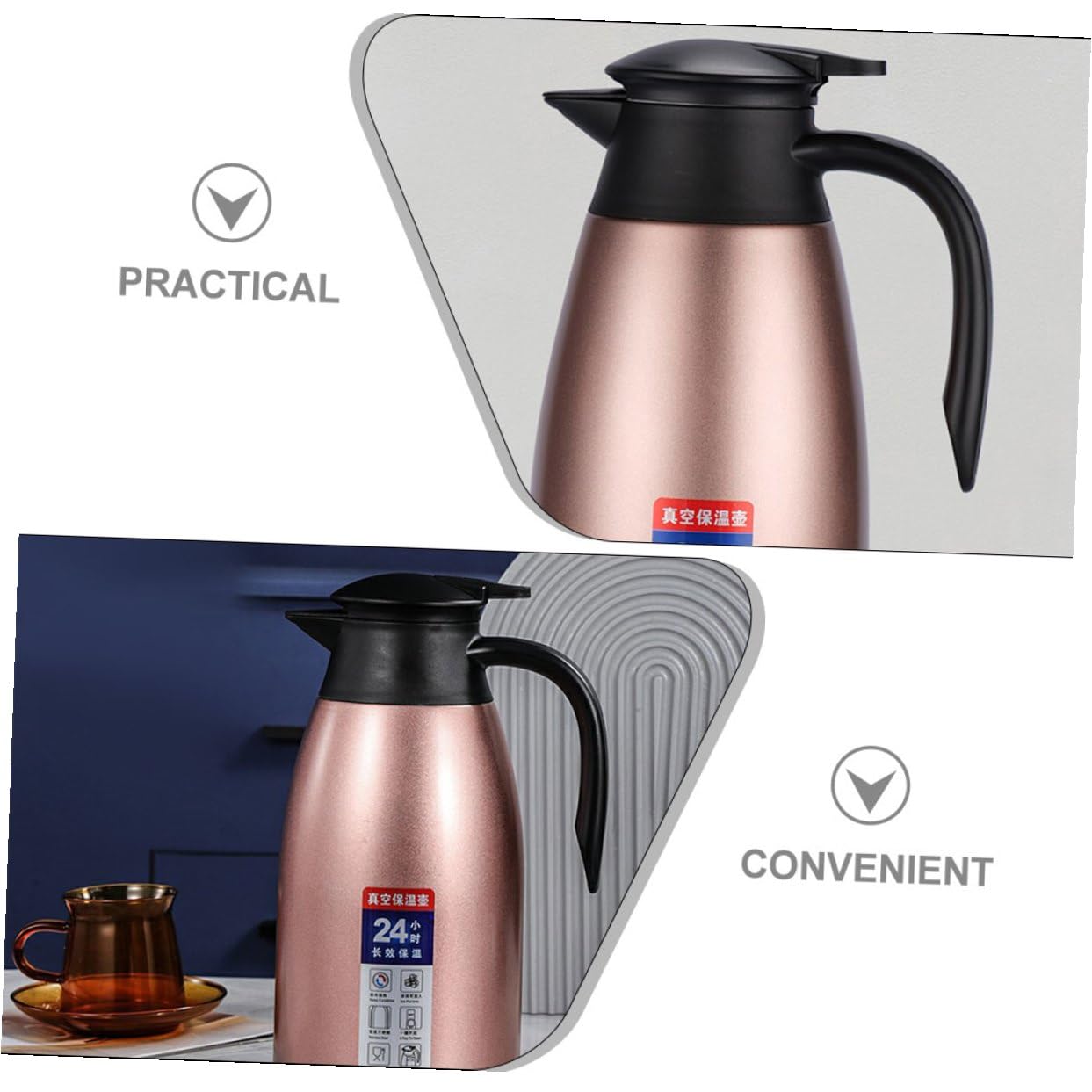 TOYANDONA Isolierte Thermoskanne Edelstahl 2l Doppelwandige Kaffeekanne Mit Henkel Für Heiße Kalte Getränke