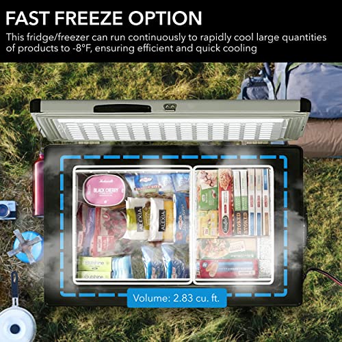 Whynter Fm-85G 85 Quart Portable Fridge/ Freezer 85 Quart Portable Refrigerator And Deep, Ac 110V/ Dc 12V, Real Chest Freezer With-8°F To 50°F Temperature Range, Gray, One Size #TOP3
