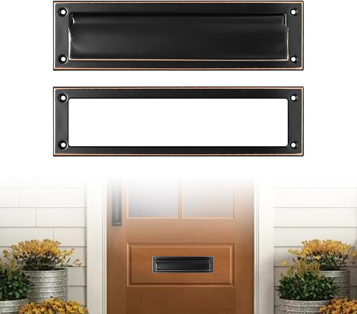 Mail Slot Oil Rubbed Bronze,13Inch Stainless Steel Mail Slot Cover for Front Door.Mailbox Door Replacement for Wall,13"×3.7"